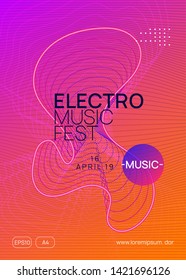 Club flyer. Dynamic gradient shape and line. Minimal show brochure layout. Neon club flyer. Electro dance music. Trance party dj. Electronic sound fest. Techno event poster.