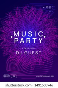 Club flyer. Dynamic gradient shape and line. Curvy concert cover concept. Neon club flyer. Electro dance music. Trance party dj. Electronic sound fest. Techno event poster.