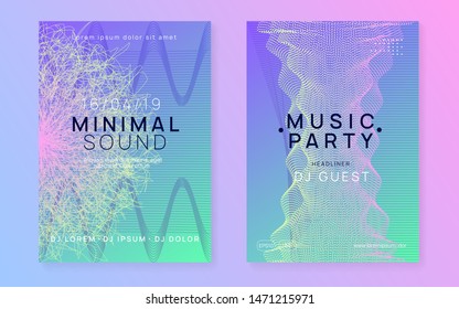 Club flyer. Dynamic gradient shape and line. Trendy show brochure set. Neon club flyer. Electro dance music. Trance party dj. Electronic sound fest. Techno event poster.