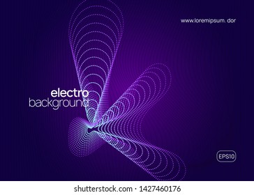 Club flyer. Geometric concert magazine design. Dynamic fluid shape and line. Neon club flyer. Electro dance music. Trance party dj. Electronic sound fest. Techno event poster.