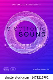 Club flyer. Minimal concert cover layout. Dynamic gradient shape and line. Neon club flyer. Electro dance music. Trance party dj. Electronic sound fest. Techno event poster.
