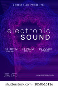 Club flyer. Minimal discotheque banner template. Dynamic gradient shape and line. Neon club flyer. Electro dance music. Trance party dj. Electronic sound fest. Techno event poster.
