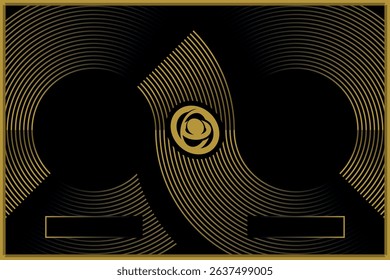 Club football championship international competition vector rectangular empty match template for two teams logo with rounded golden gradient lines, trophy logo and golden frame