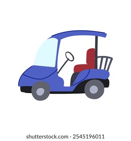 club golf cart cartoon. course speed, battery turf, green cwheels club golf cart sign. isolated symbol vector illustration