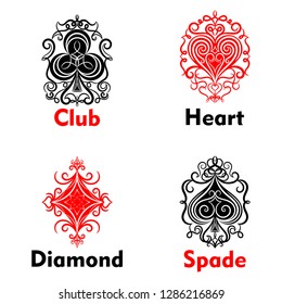 Club, heart, diamond, and spade illustration vector stock