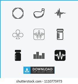 Club icon. collection of 9 club filled and outline icons such as bottle for fitness, hoop, music equalizer, equalizer, golf stick. editable club icons for web and mobile.
