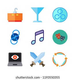 club icon set. vector set about music, gaming, cocktail and tap icons set.