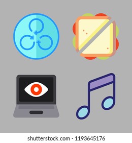 club icon set. vector set about game, music, sandwich and spin icons set.