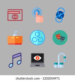 club icon set. vector set about drama, tap, music and diners club icons set.