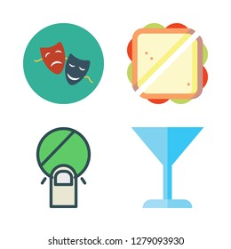 club icon set. vector set about tap, cocktail, sandwich and drama icons set.