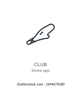 Club icon. Thin linear club outline icon isolated on white background from stone age collection. Line vector sign, symbol for web and mobile