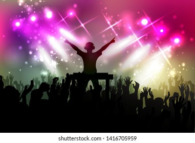 club life dj on the dance floor vector illustration