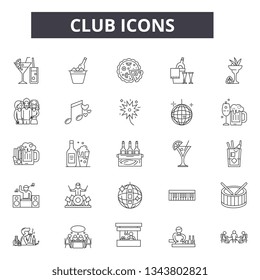 Club line icons for web and mobile design. Editable stroke signs. Club  outline concept illustrations
