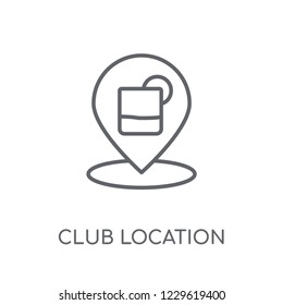 Club location linear icon. Modern outline Club location logo concept on white background from Maps and Locations collection. Suitable for use on web apps, mobile apps and print media.