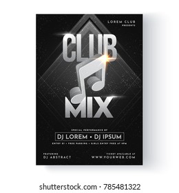 Club mix party banner or flyer design.