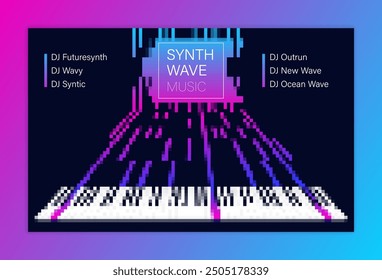  Club music banner. Electronic dance techno music poster. New wave music banner.