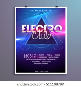 Club Music Party Flyer Invitation Card With Shiny Lights Effect