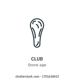 Club outline vector icon. Thin line black club icon, flat vector simple element illustration from editable stone age concept isolated stroke on white background