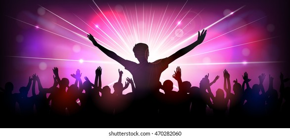 Club party with dancing people 