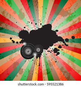 Club party flayer for music event or  poster. Retro vintage style with a lot of grunge element.