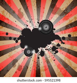 Club party flayer for music event or  poster. Retro vintage style with a lot of grunge element.