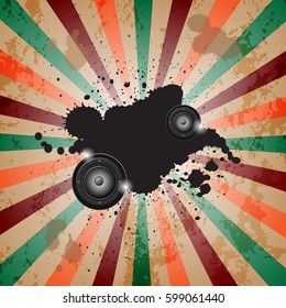 Club party flayer for music event or  poster. Retro vintage style with a lot of grunge element.