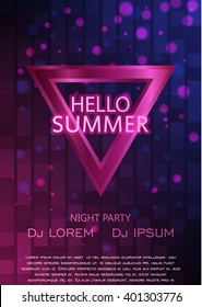 Club Party Flyer. Hello Summer Party Flyer A4. Vector Design