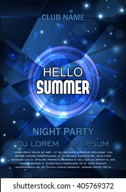 Club Party Flyer. Hello Summer Party Flyer. Vector Design. A4 Size