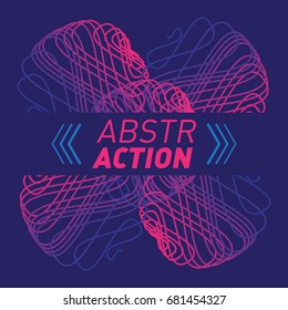 Club party flyer with undulating elements. Electronic music summer fest poster. Abstract waves, music background