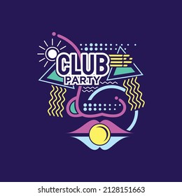 Club party vector design vintage color for tshirt design or other graphic element
