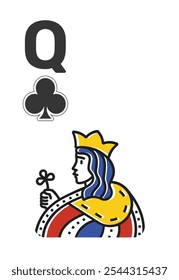 Club Queen (Q) Card para poker, jogo de cassino e para blackjack para Deck