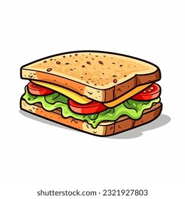 Klubsandwich. Sandwich handgezeichnet Illustration. Cartografik im Vektordoodle-Stil