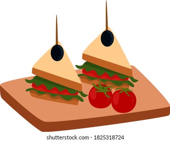 Sándwich de club, ilustración, vector sobre fondo blanco