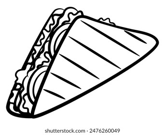 Club Sandwich Slice cartoon characters. Best for outline, logo, menu, and coloring book with food themes for kids