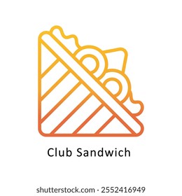 Club Sandwich   Icono de esquema de degradado de Vector. Archivo Eps10