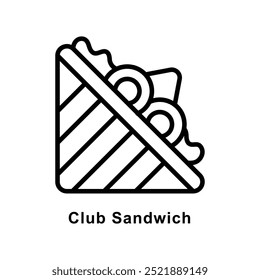 Club Sandwich Vector Ilustración de estilo de icono de contorno. Símbolo sobre fondo blanco EPS 10 Archivo