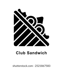 Club Sandwich Vector Ilustración de estilo de icono sólido. Símbolo sobre fondo blanco EPS 10 Archivo