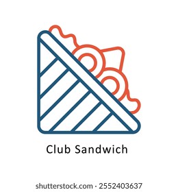 Club Sandwich   Vector Dos Colores esbozan el icono. Archivo Eps10