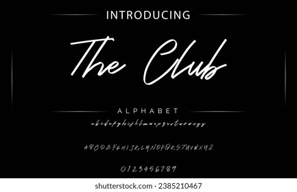 The Club signature Font Calligraphy Logotype Script Brush Font Type Font lettering handwritten