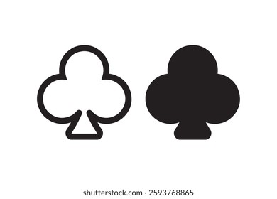 Club Suit Icon Set in Black and White Vector
