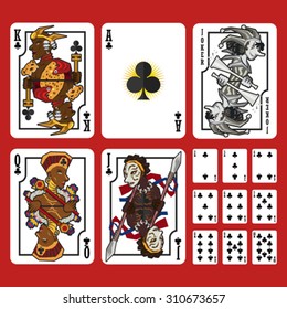 Club Suit Playing Cards Full Set, include King Queen Jack and Ace