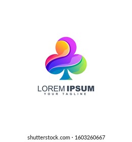 Club symbol playing card colorful design template liquid