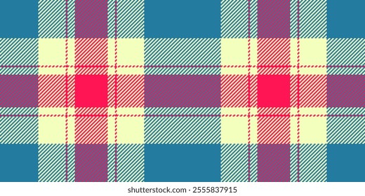 Club tartan vector background, dress texture plaid pattern. Royalty fabric seamless check textile in cyan and light colors palette.