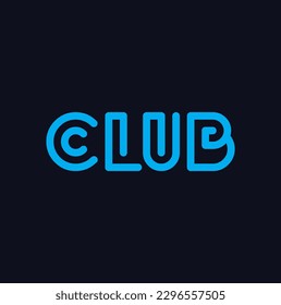 club text on blue background.