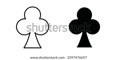 Club vector icon set black filled and outlined style.