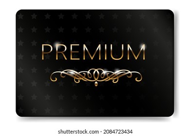 Club vip premium card. Black and gold design. Dark premium template. Vector illustration