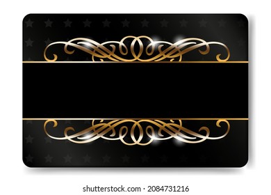 Club vip premium card. Black and gold design. Dark premium template. Vector illustration