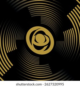 Club world cup championship team football international tournament vector striped gold rounded lines on a black square background with trophy logo. Soccer illustration.