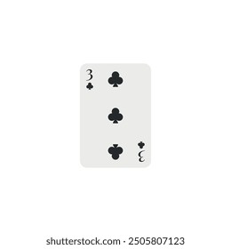Clubs 3, playing card, vector design