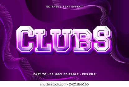 Clubs 3d style editable text effect template